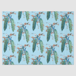 Seda Diseño de la serie Peacock 6 Papel tisú azul