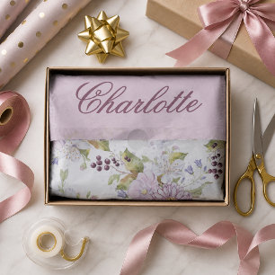 Seda Diseño de papel de regalo con monograma de flor si
