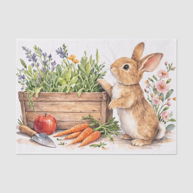 Seda Diseño de papel tisú acuarela de conejo de Pascua (Anverso)