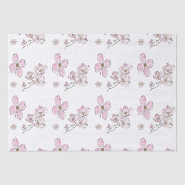 Seda Diseño de patrones de dogwood sobre papel de tejid (Anverso)
