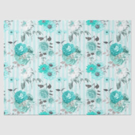 Seda Diseño de serie floral turquesa 10 Papel de tejido