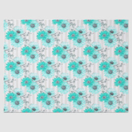 Seda Diseño de serie floral turquesa 4 Papel de tejidos