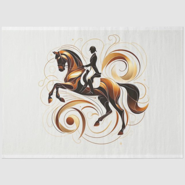 Seda Diseño ecuestre de caballos de papel de tejidos de (Anverso)