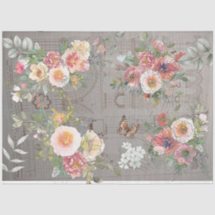 Seda Diseño floral gótico de papel tisular de descompos