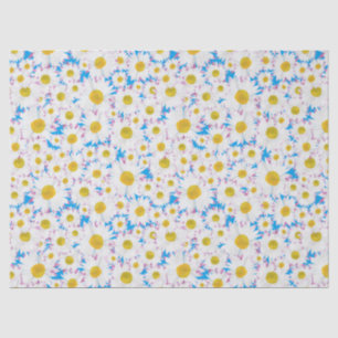Seda Ditzy Daisies sobre papel de tejidos Personalizado