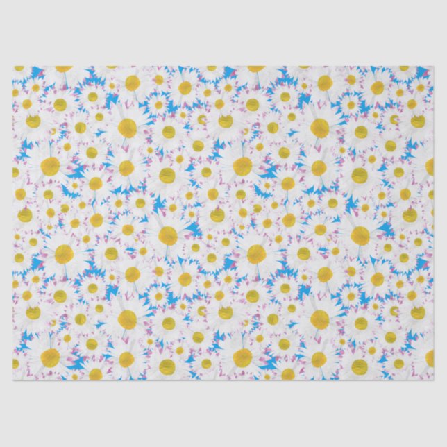 Seda Ditzy Daisies sobre papel de tejidos Personalizado (Anverso)