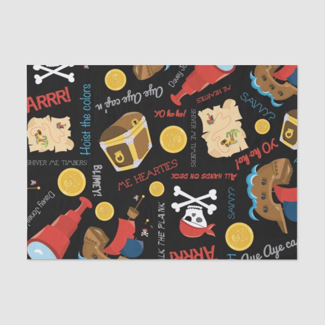 Seda Diversión Patrón pirata papel de tejido fiesta (Anverso)