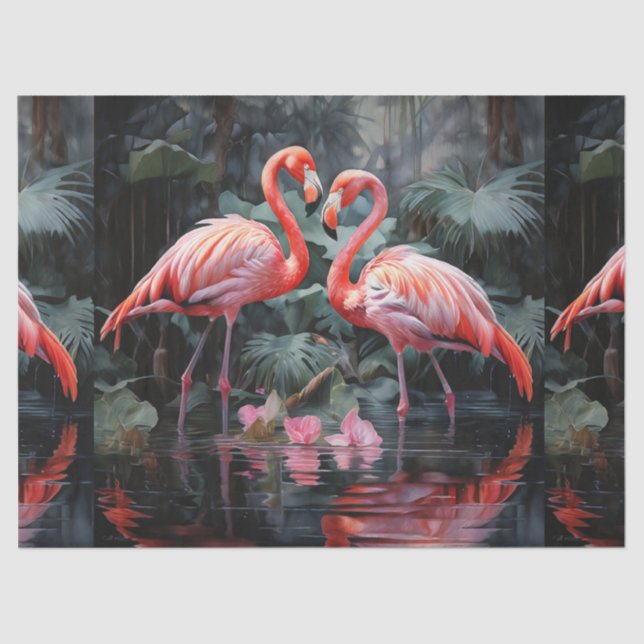 Seda Dos Papel Tejido De Desaparición De Flamingos (Anverso)