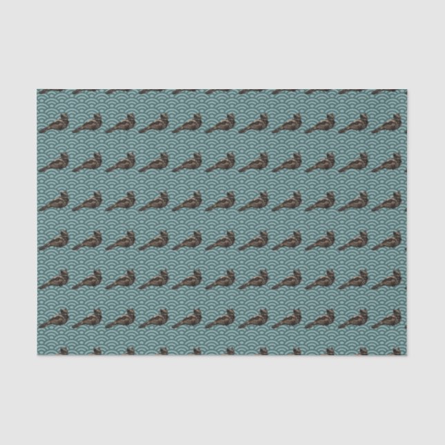 Seda Dragon Patrón geométrico de pájaro papel de tejido (Anverso)