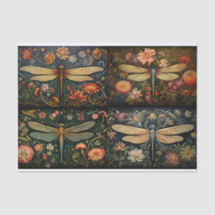 Seda Dragonfly en Florals Collage 1 Papel de desconfian