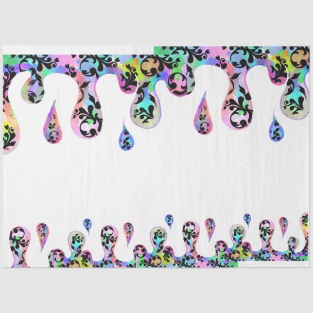 Seda Drippy Papel de tejidos de Damasco de cosecha (Anverso)