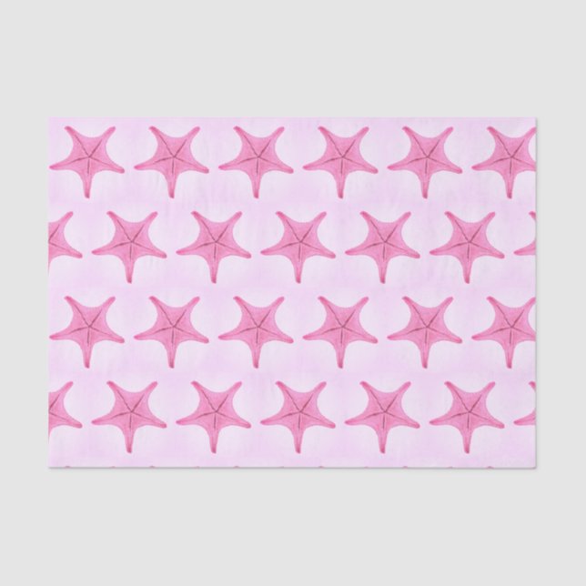 Seda El Papel De Tejido Náutico De Starfish Rosa (Anverso)