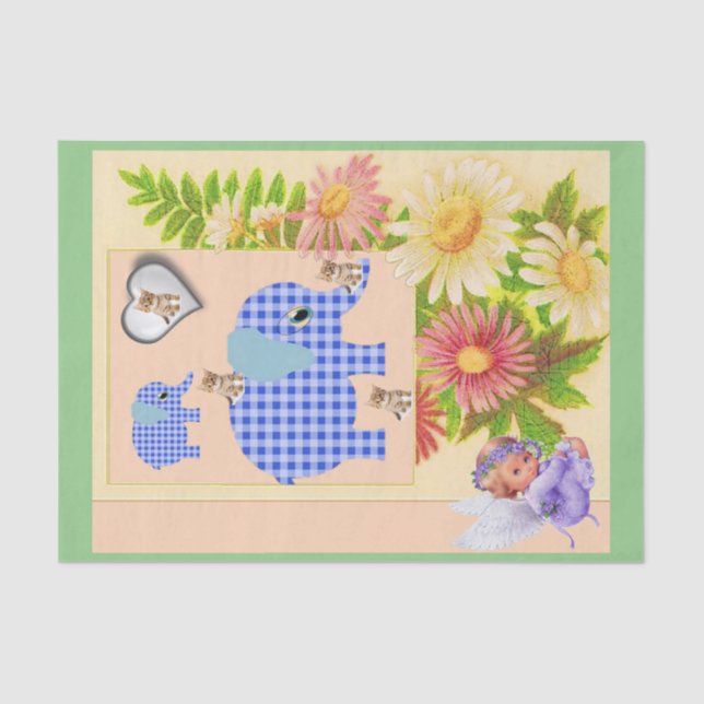 Seda Elefante de papel de tejidos Angel (Anverso)