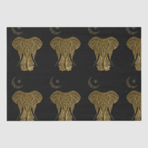 Seda Elefante dorado sobre papel de fondo negro