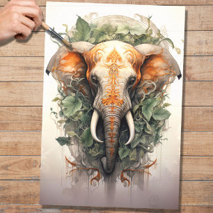 Seda Elefante En Papel De Foliage De 2 Desechos