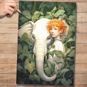 Seda Elefante En Papel De Foliage De 4 Desechos
