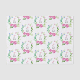 Seda Elefante floral de papel de tejidos