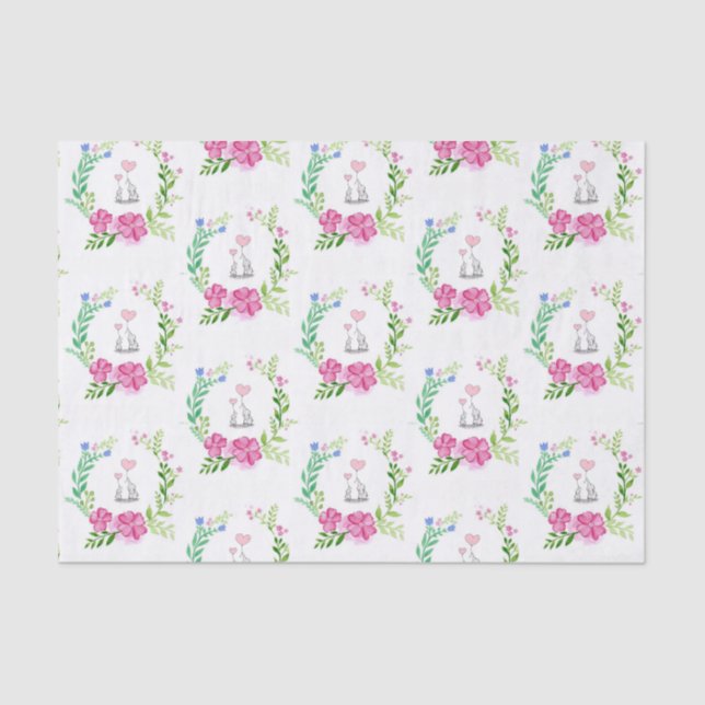 Seda Elefante floral de papel de tejidos (Anverso)