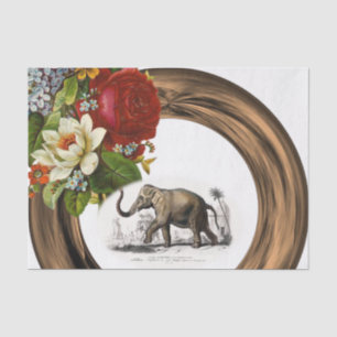 Seda Elefante floral de papel de tejidos