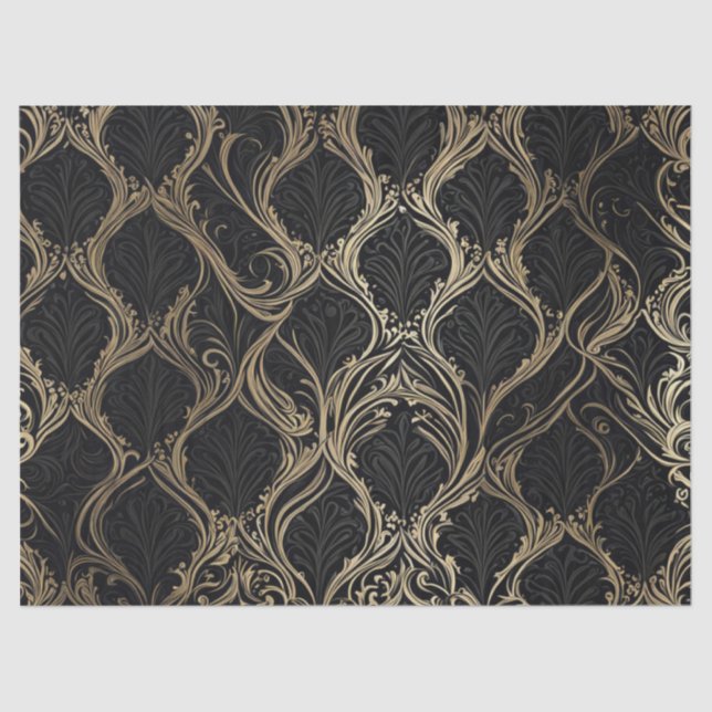 Seda Elegancia dorada en papel negro de desconchado (Anverso)