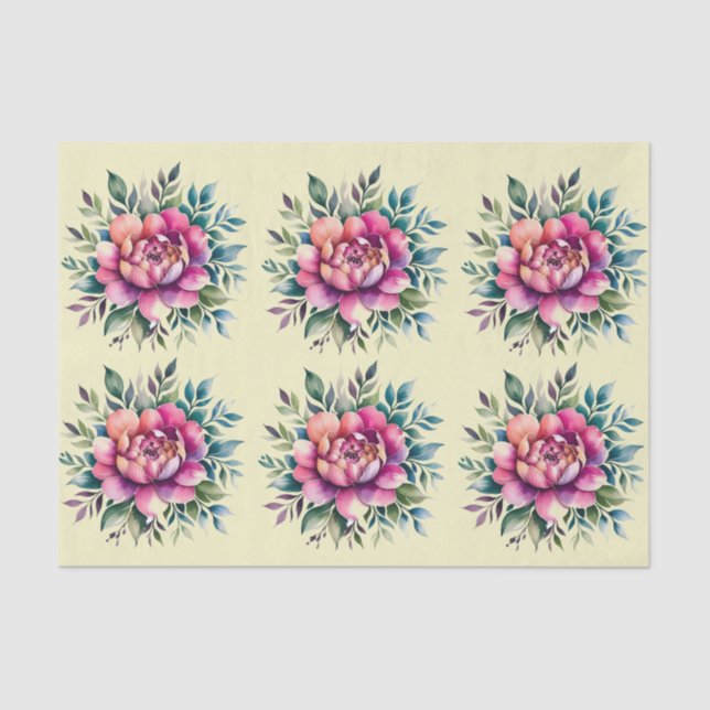 Seda Elegante Papel De Envoltura De Tejido Floral (Anverso)