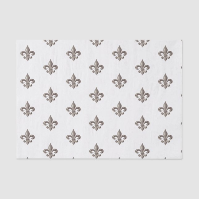 Seda Elegante papel de hilo plateado francés Fleur de L (Anverso)