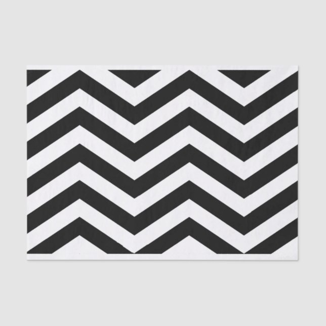 Seda Elegante Papel de tejado de chevron blanco negro (Anverso)