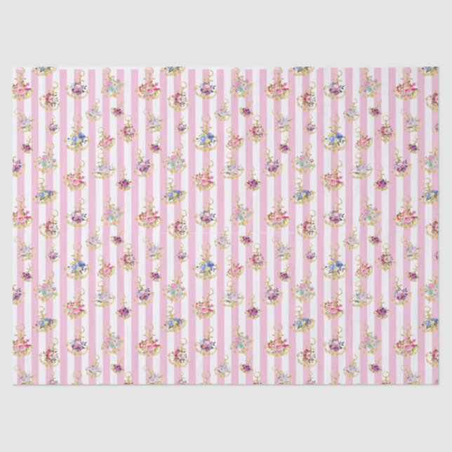 Seda Elegante Papel De Tejido De Ancla Floral (Anverso)