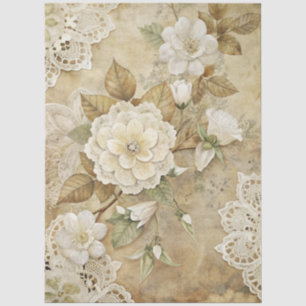 Seda Elegante Papel De Tejido De Color Blanco Floral Gr