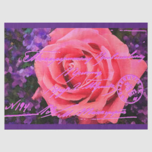 Seda Elegante Papel De Tejido De Postales Florales Vint