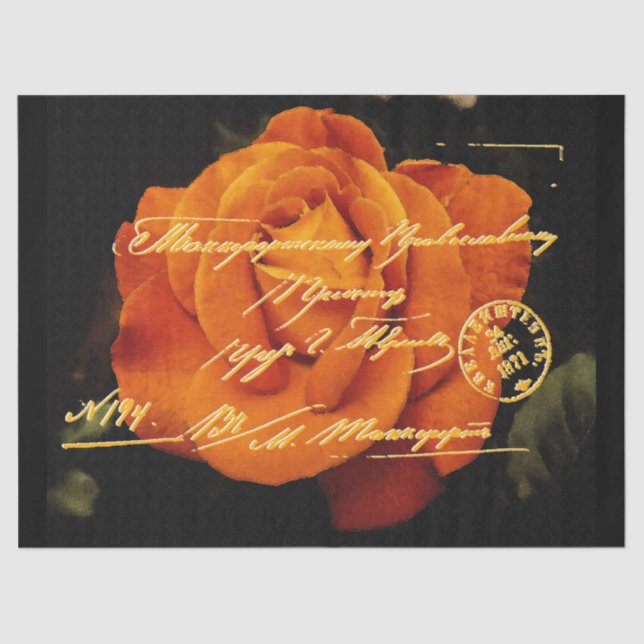 Seda Elegante Papel De Tejido De Postales Florales Vint (Anverso)