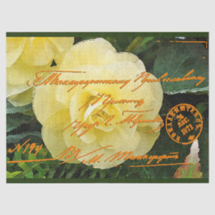 Seda Elegante Papel De Tejido De Postales Florales Vint