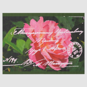 Seda Elegante Papel De Tejido De Postales Florales Vint