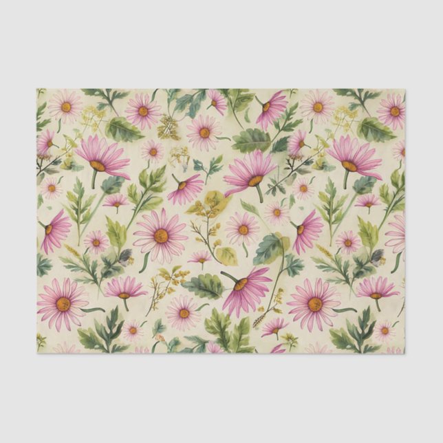 Seda Elegante Papel de tejido floral de primavera (Anverso)