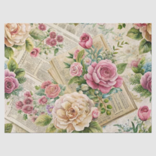 Seda Elegante Papel De Tejido Floral Rosa Inspirado En