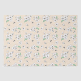 Seda Elegante Papel de tejidos de abejas con flores de 