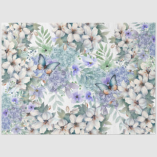 Seda Elegantes mariposas florales Papel de tejidos desc