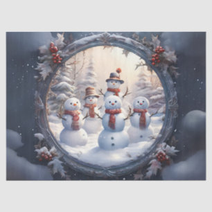 Seda Encantador papel de dibujo de la familia Snowman