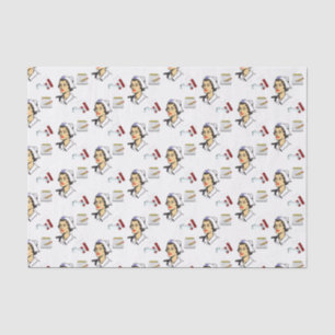 Seda Enfermera decorativa de papel de tejidos