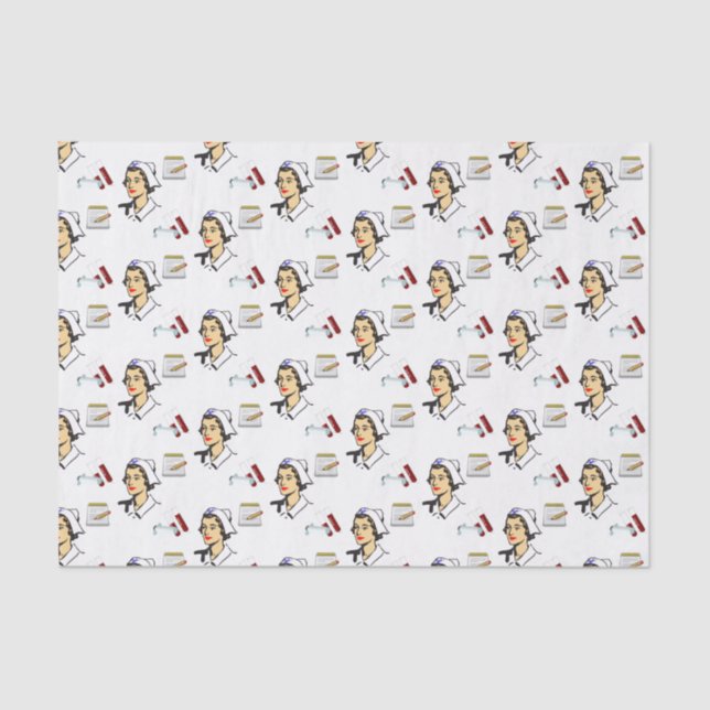 Seda Enfermera decorativa de papel de tejidos (Anverso)