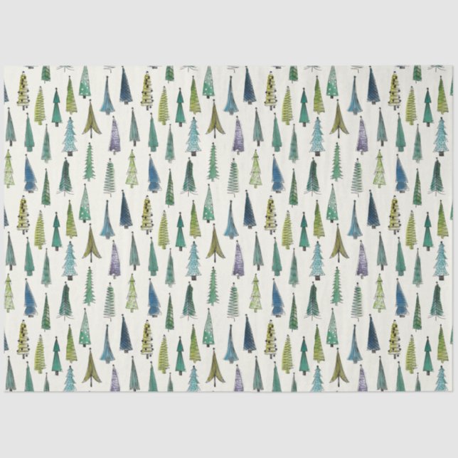 Seda Espectacular papel de tejidos de árboles navideños (Anverso)