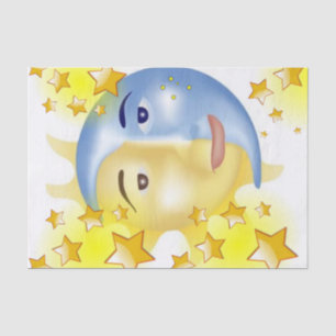 Seda Estrellas Sun Moon de papel de tejidos
