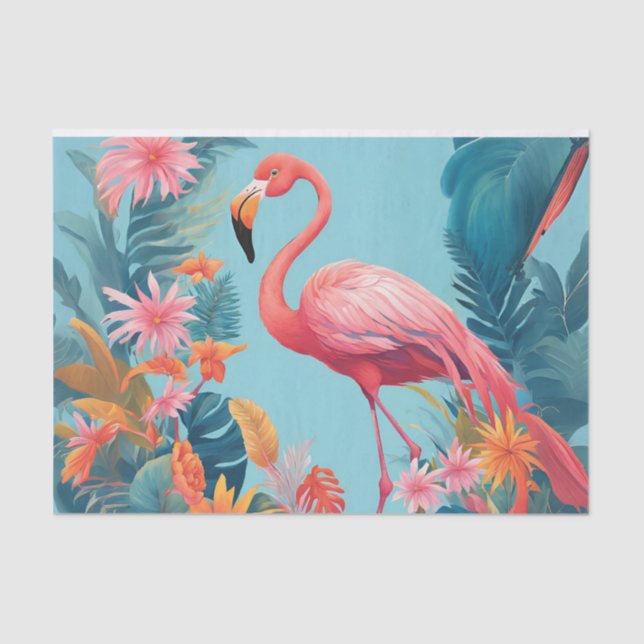 Seda Fabuloso Papel De Tejido Flamingo (Anverso)