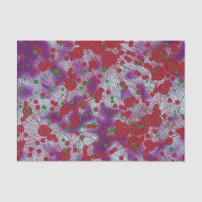 Seda Faux Marble Blob Tejido Papel de uva verde rojo (Anverso)