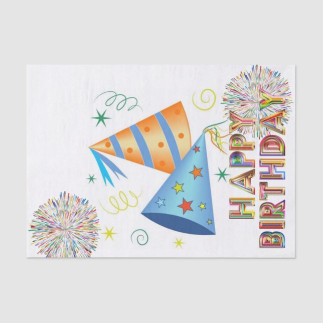 Seda Feliz cumpleaños a los Gorras de Papel Tejido (Anverso)