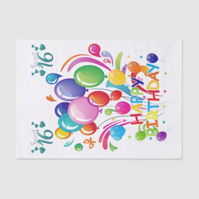 Seda Feliz cumpleaños, papel de té dulce dieciséis (Anverso)