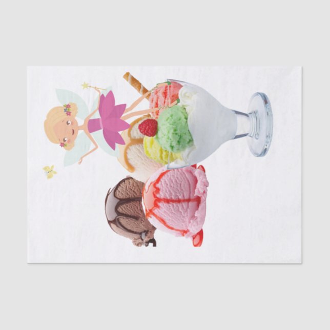 Seda Feliz cumpleaños Papel de té helado de hadas (Anverso)