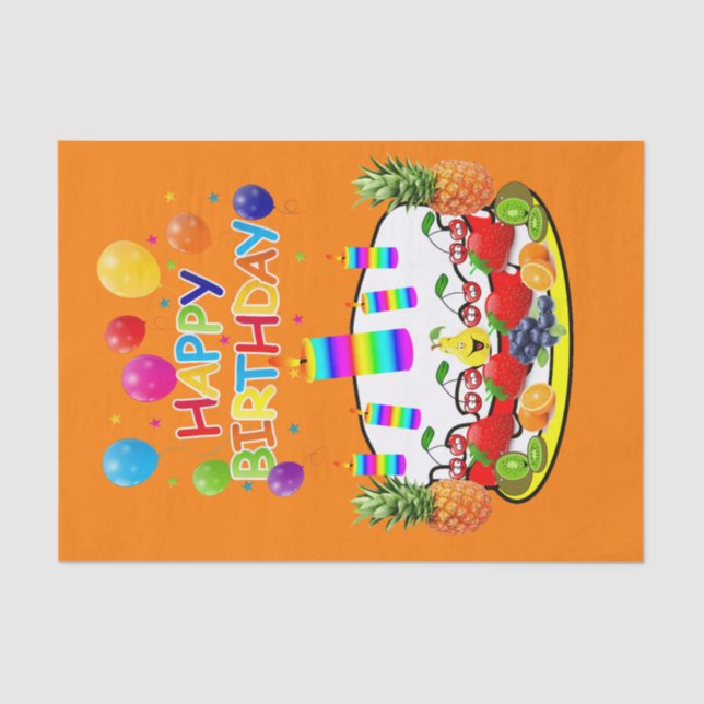 Seda Feliz cumpleaños Tejido de papel Fruto (Anverso)