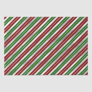 Seda Fiesta Plateada de Papel Aluminio, Rayas Navideñas