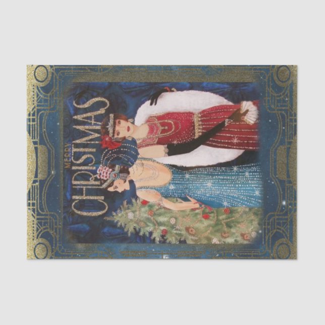Seda Flappers Papel vintage de Navidad (Anverso)